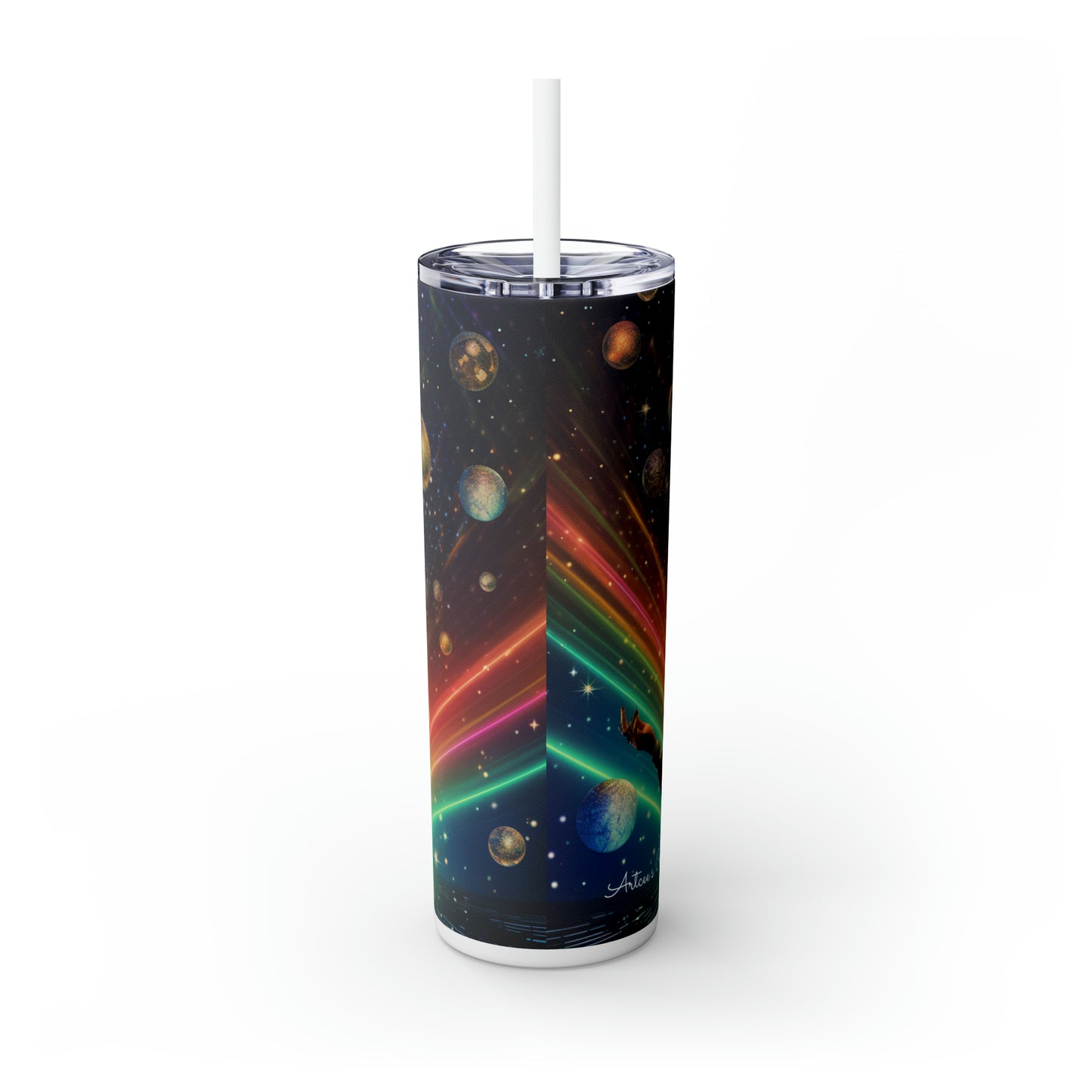 Disco Star - Skinny Tumbler with Straw, 20oz