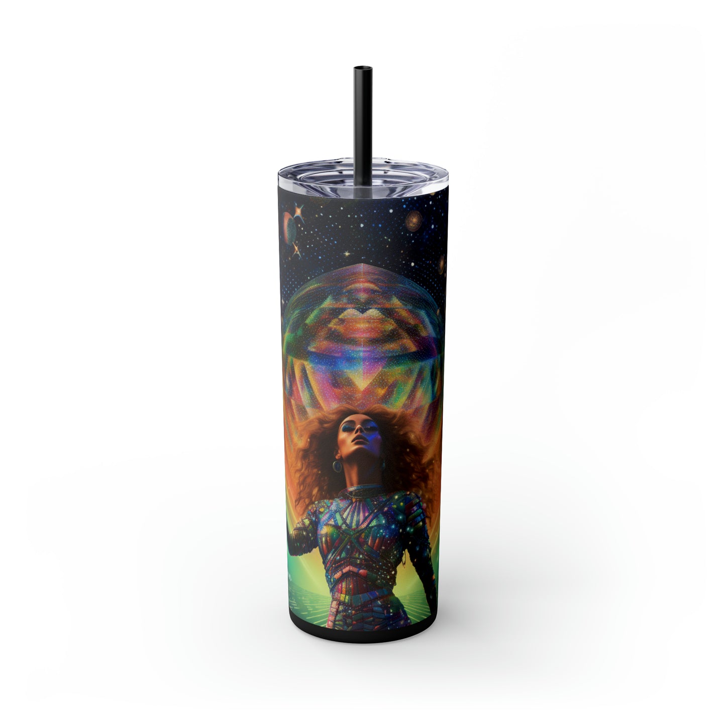 Disco Star - Skinny Tumbler with Straw, 20oz