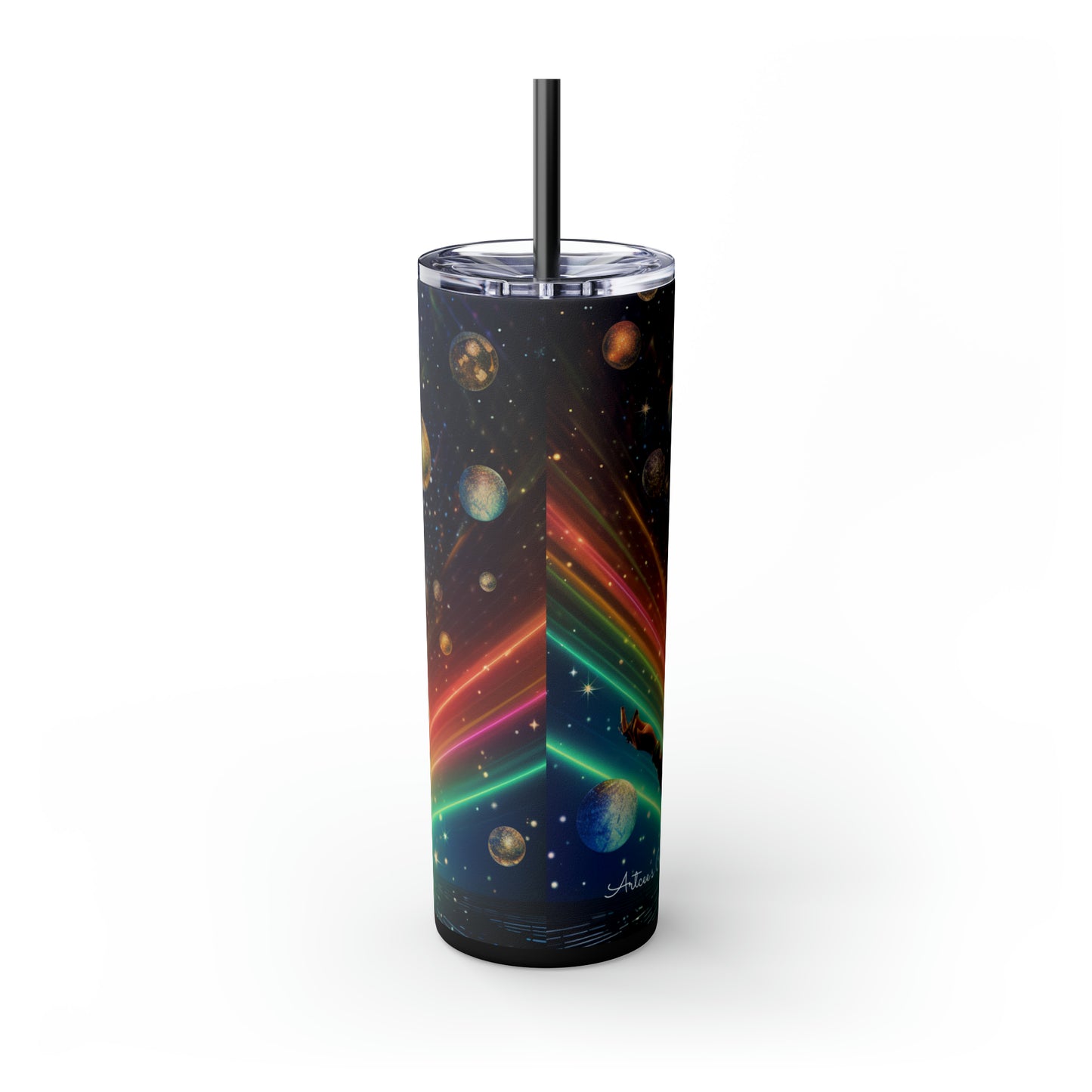 Disco Star - Skinny Tumbler with Straw, 20oz
