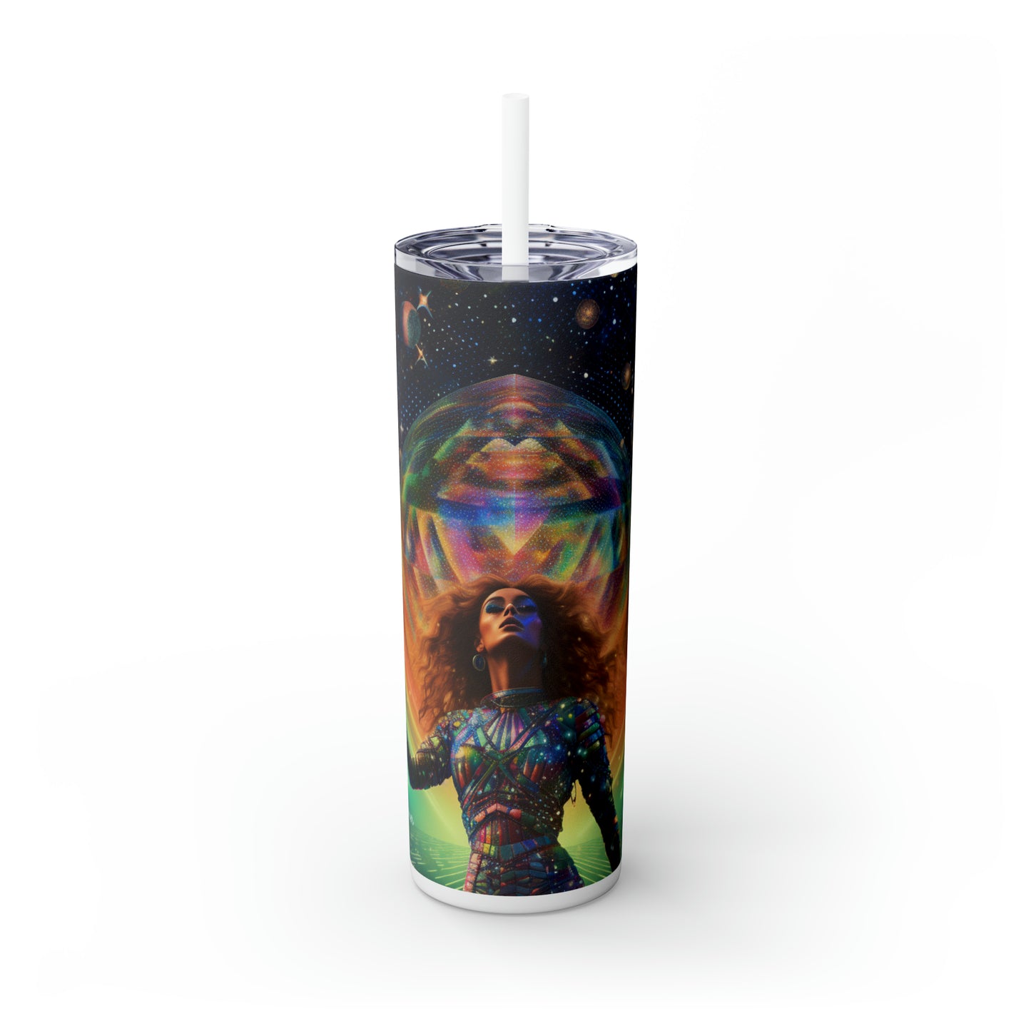 Disco Star - Skinny Tumbler with Straw, 20oz