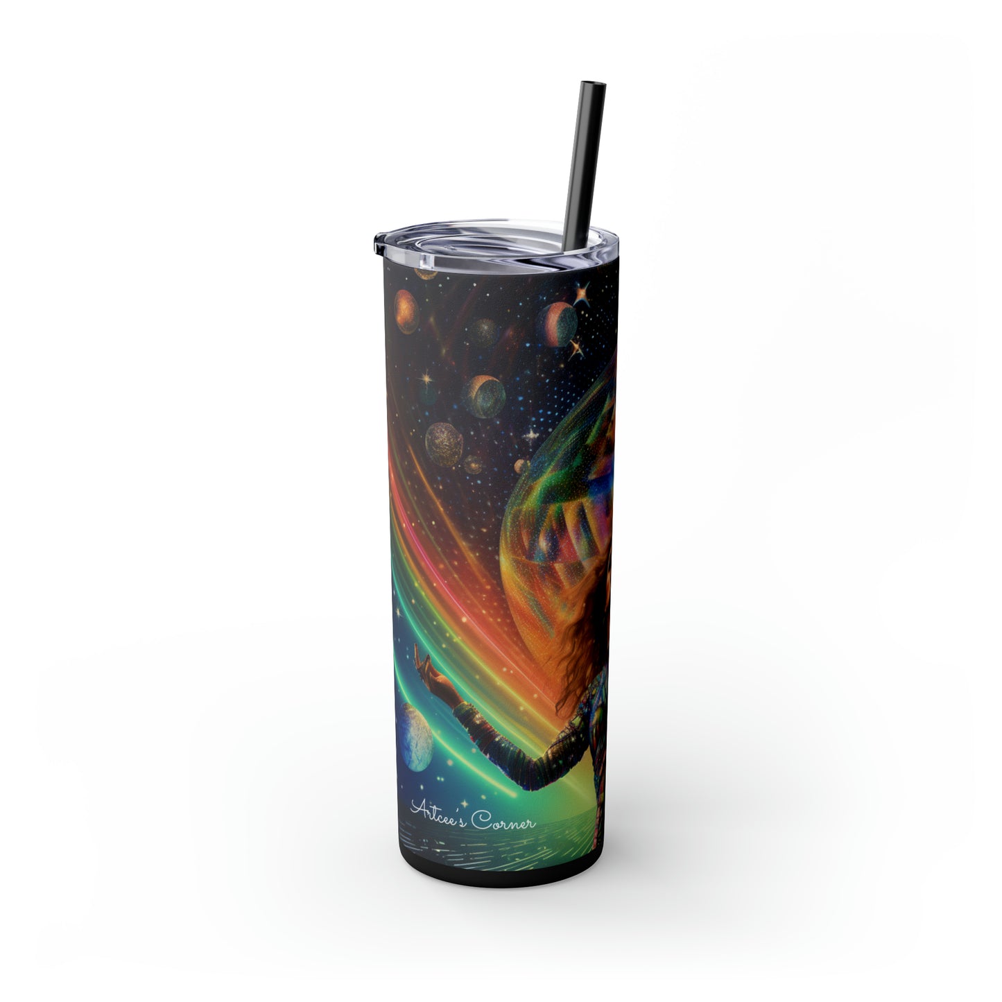 Disco Star - Skinny Tumbler with Straw, 20oz